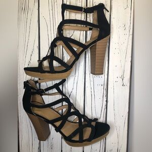 Rockport Black Ankle Strap Open Toe Sandal Block Heel Size 11